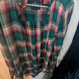 American Eagle Outfitters  Plaid Shirt - Red and Green